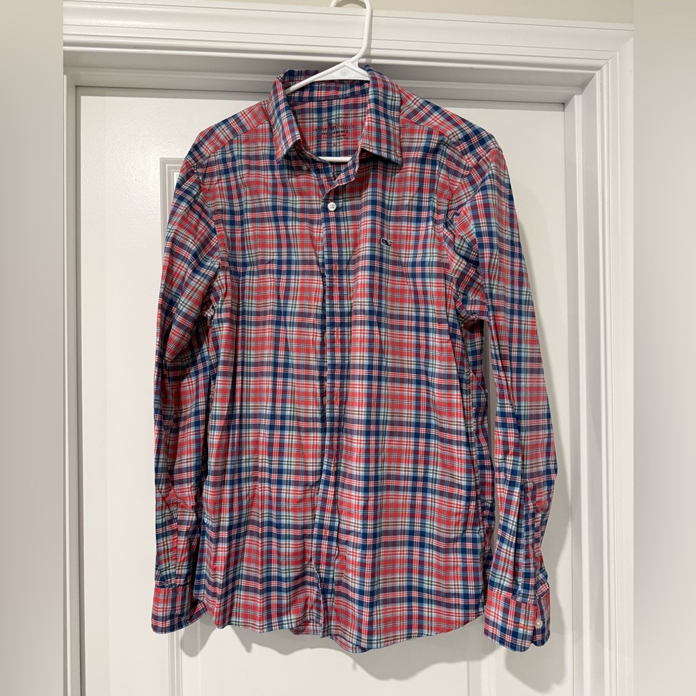 Vineyard Vines Red and Blue Plaid Casual Shirt
